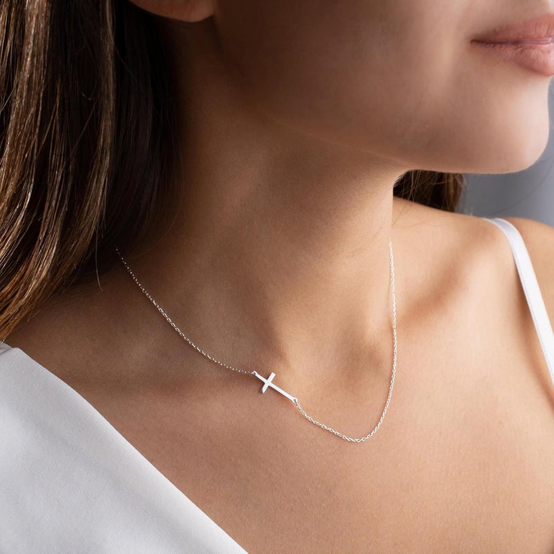 MONOZO Cross Necklace for Women, 14K Gold Plated, 16+2'/18+2' inches, Gold Cross Necklaces for Women, Trendy Gold Jewelry Gifts for Women - Image 2
